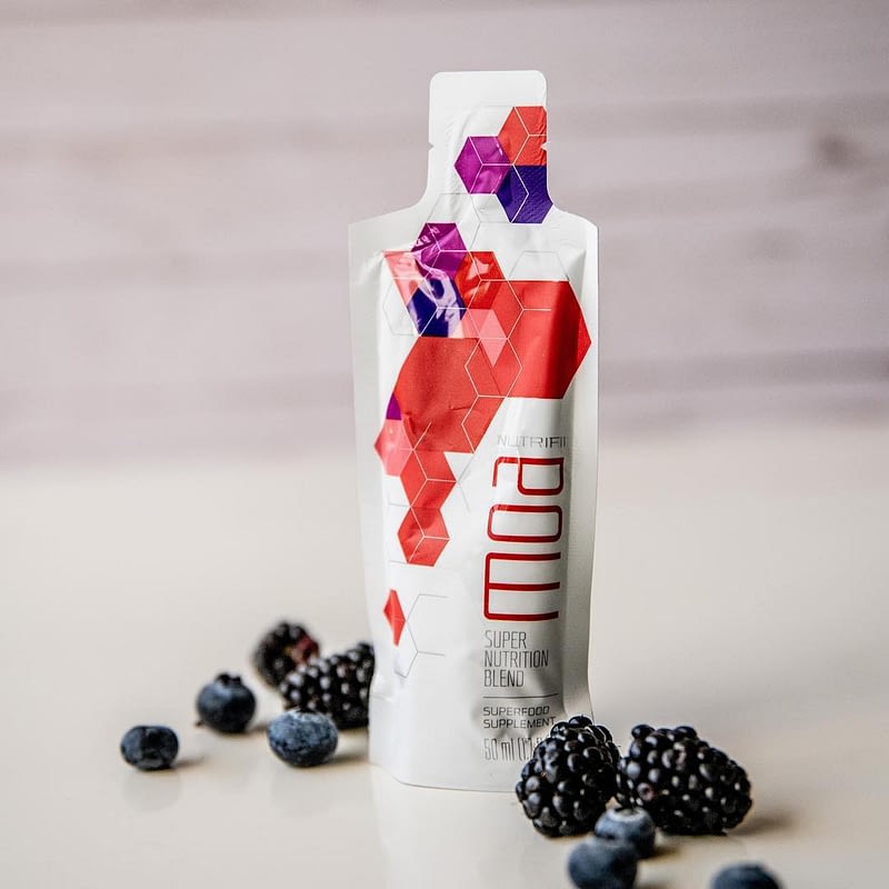 photo of moa supplement packet by nutrifii ariix with blackberries