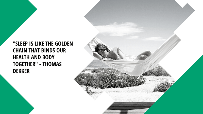 graphic with person sleeping and quote about sleep and health
